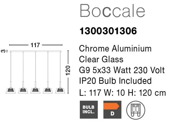 Lustra eleganta design modern cu 5 pendule Boccale