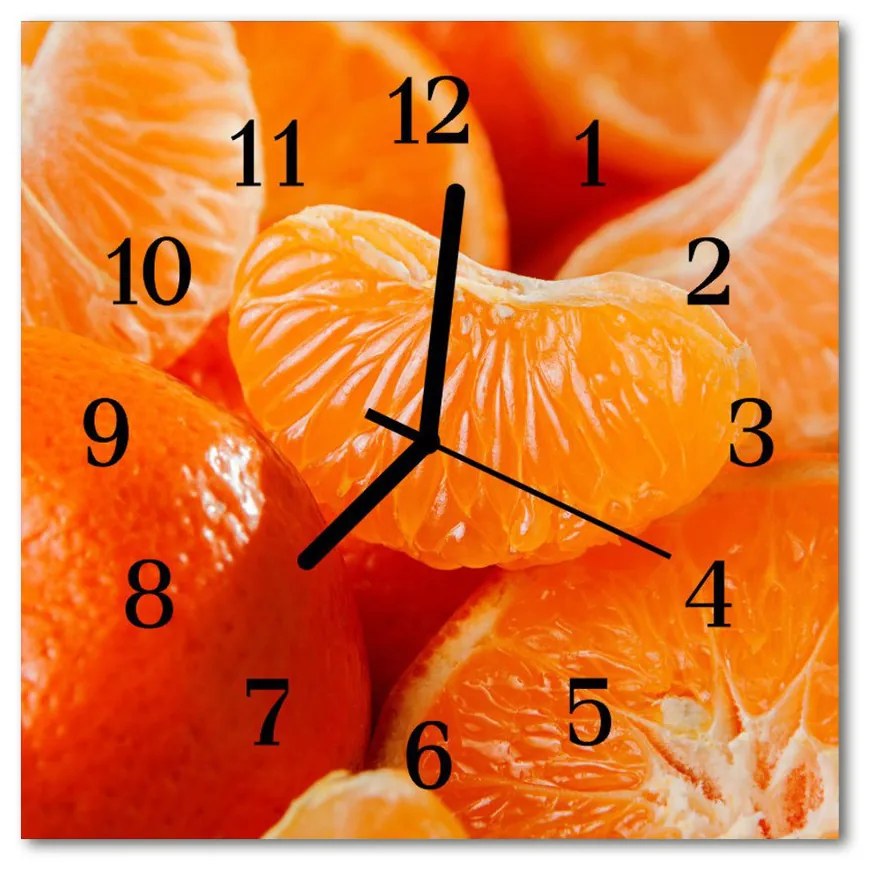 Ceas de perete din sticla pătrat Tangerine de fructe Orange