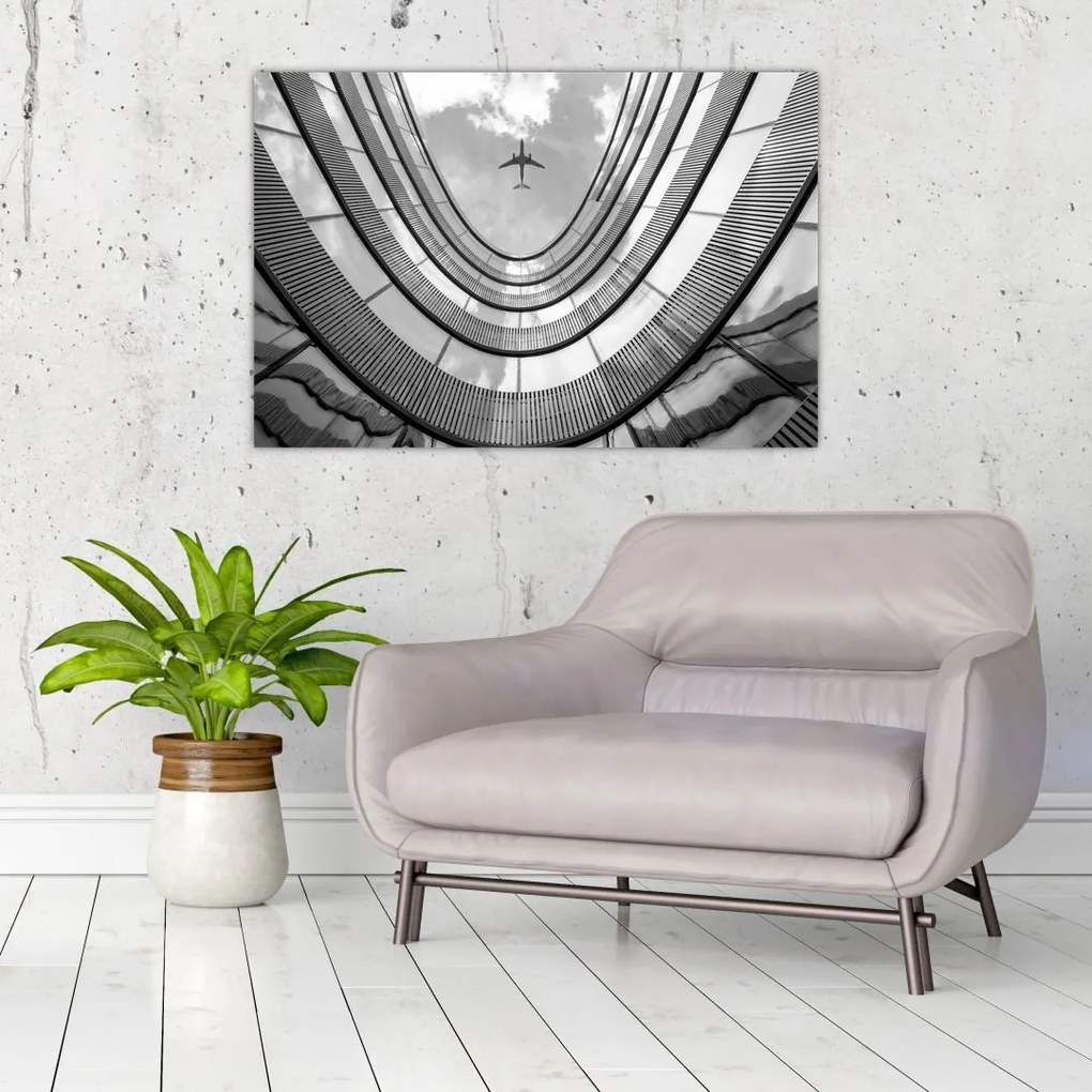 Tablou - Avionul deasupra clădirii (90x60 cm)