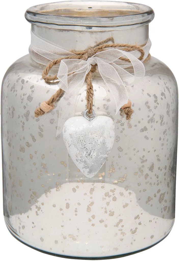 Vaza sticla argintie Heart Ø 17x20 cm