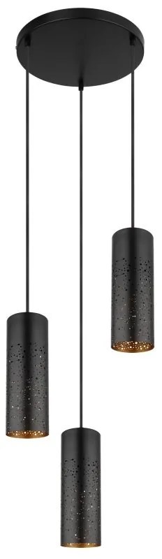 Lustra 3L design modern Crocky negru, auriu
