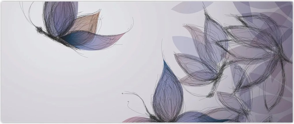 Tablou - Fluturi desenați (120x50 cm)