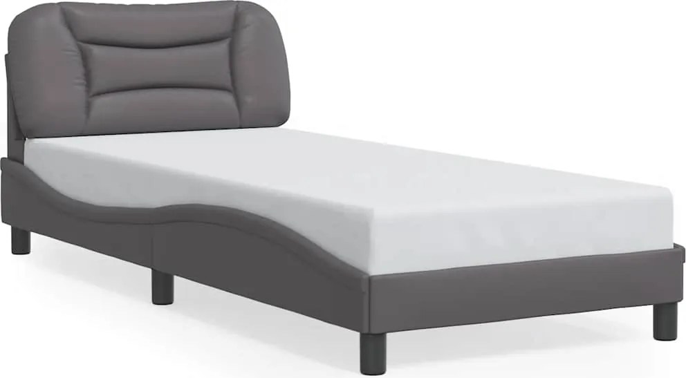 vidaXL Cadru de pat fără saltea, Hvar, gri, 90x190 cm, piele ecologică