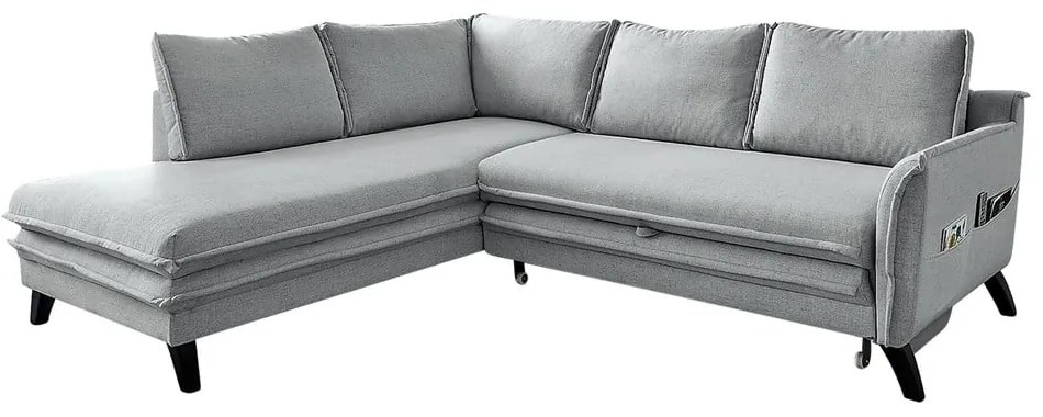 Colțar extensibil cu șezlong pe partea stângă Miuform Charming Charlie L, gri deschis