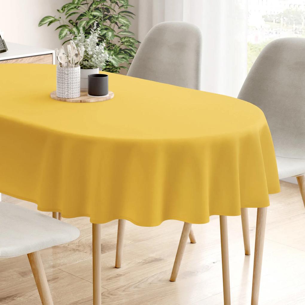 Goldea față de masă 100% bumbac galben-miere - ovală 140 x 180 cm