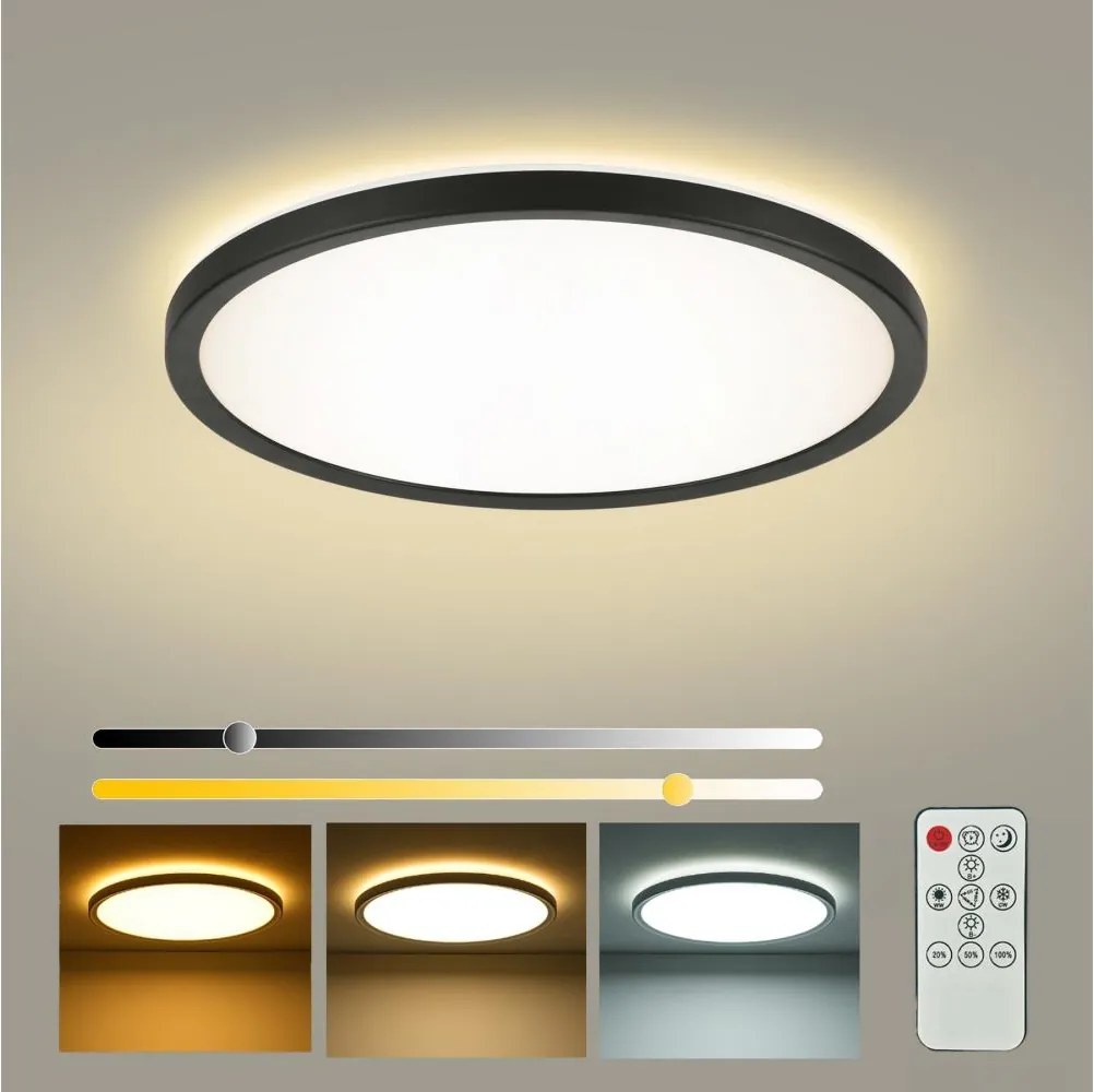 Brilagi - Lampă LED reglabilă Ultra Slim, 24W/230V, Ø 42 cm, negru + telecomandă