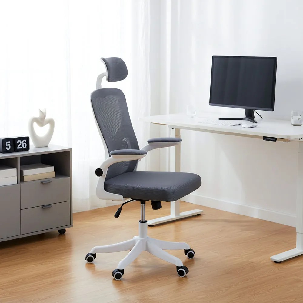 Scaun de birou ergonomic din mesh cu brațe rabatabile OFF 336 gri