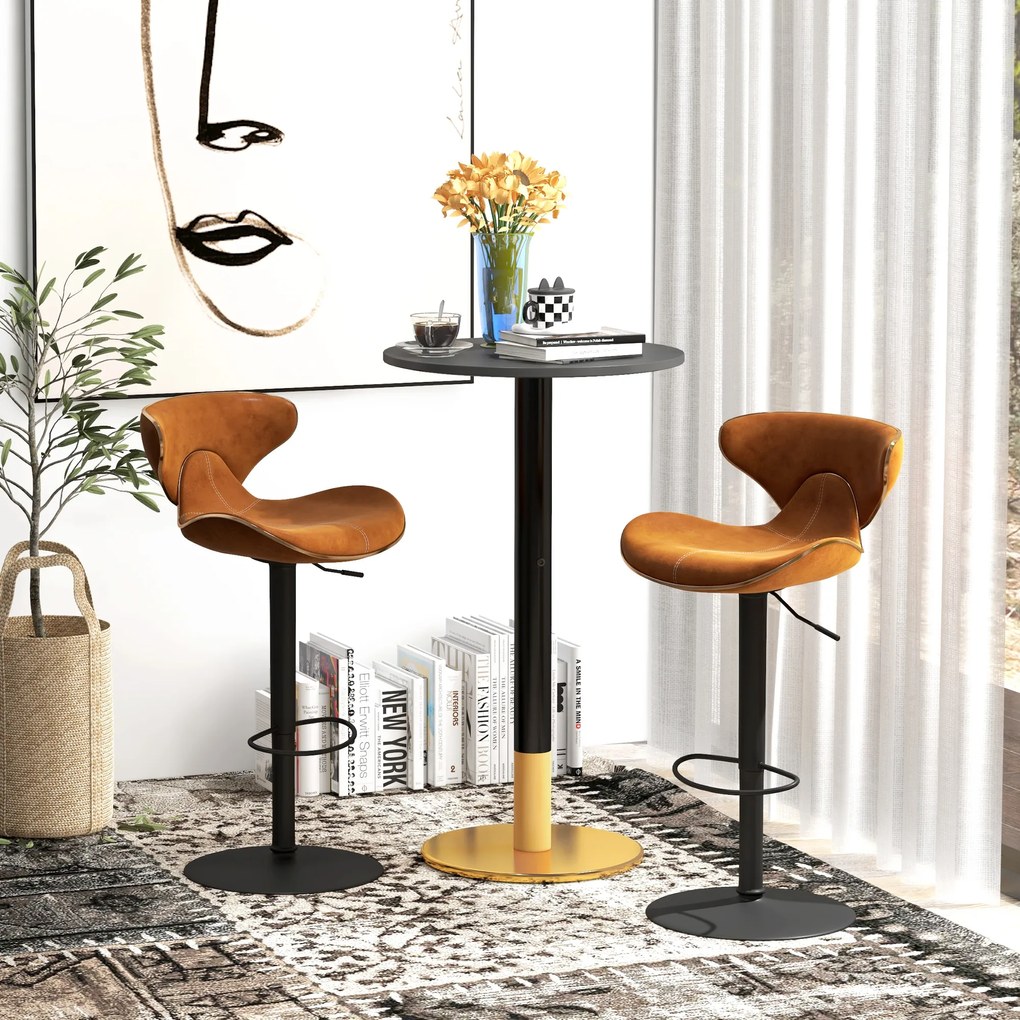 HOMCOM Masă de bar rotundă masă bistro masă de bucătărie stil contemporan cadru din oțel dim. 60L x 60l x 102H cm negru | Aosom Romania