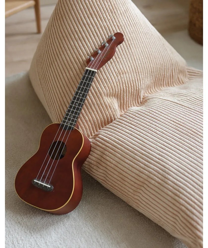 Fotoliu puf pentru copii maro deschis cu tapițerie din catifea reiată Big Lounger – Wigiwama