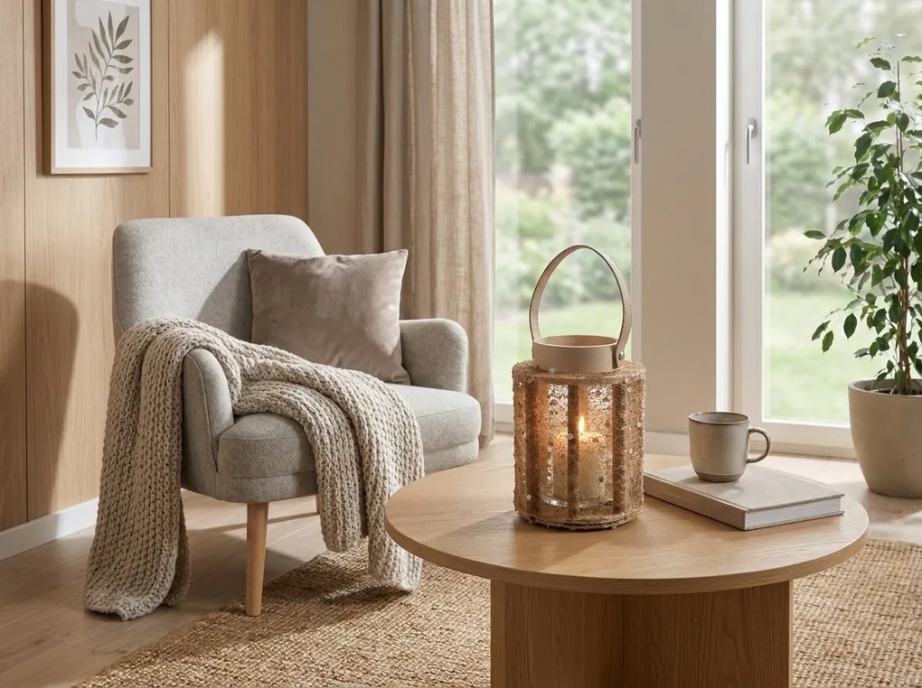 Lampa cu sclipici NATUR GLAM 26 cm, naturala
