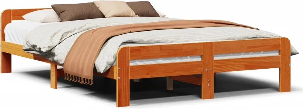 vidaXL Cadru pat fără saltea, maro ceruit, 160x200 cm, lemn masiv pin