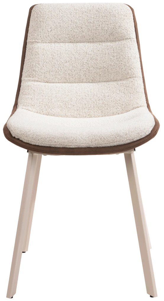 MAZZONI EXPORT IDA Crem și Maro (material Monza 90/Preston 22)/cadru bej - SCAUN TAPIȚAT BOUCLÉ MODERN PENTRU SALON/SUFRAGERIE LOFT