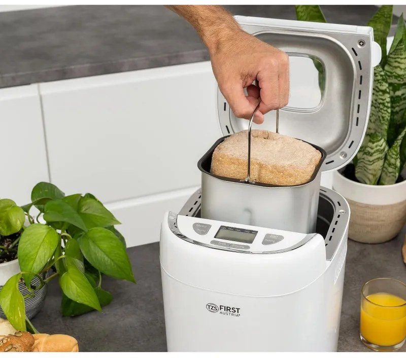 Masina de paine First Austria FA-5150-3, 550W, 13 programe, 2 dimensiuni, 3 trepte de coacere, Alb