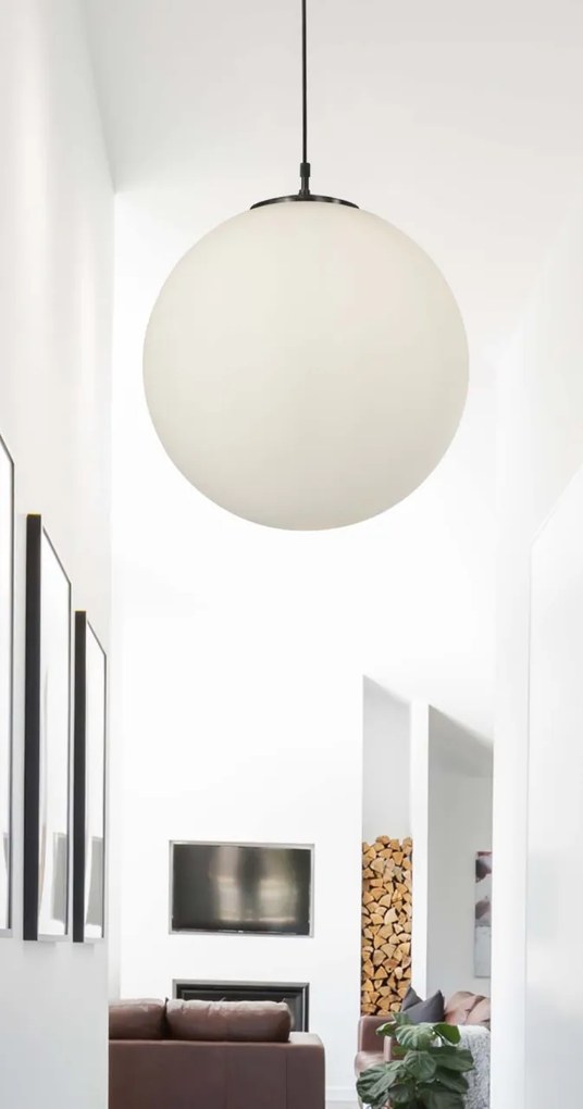 Lustra / Pendul design modern 35cm Atom black / opal 6099 SRT