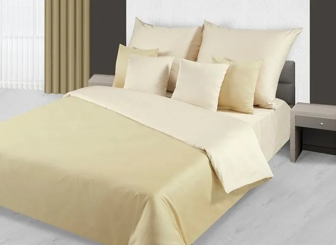 Lenjerie de pat de lux cu două fețe, culoarea auriu 3 părți: 1buc 180 cmx200 + 2buc 70 cmx80