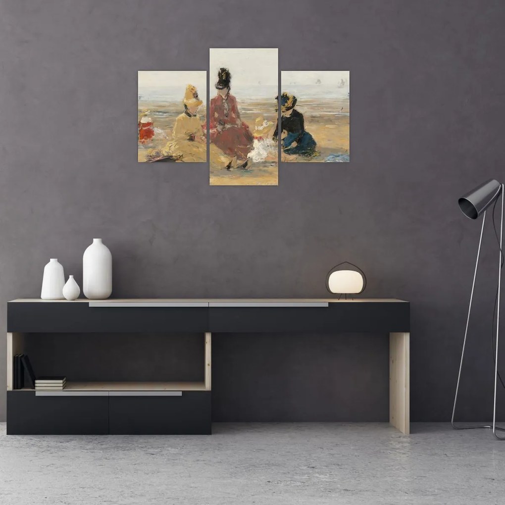 Tablou - Eugène Boudin, On the Beach, Trouville, reproducere (90x60 cm)