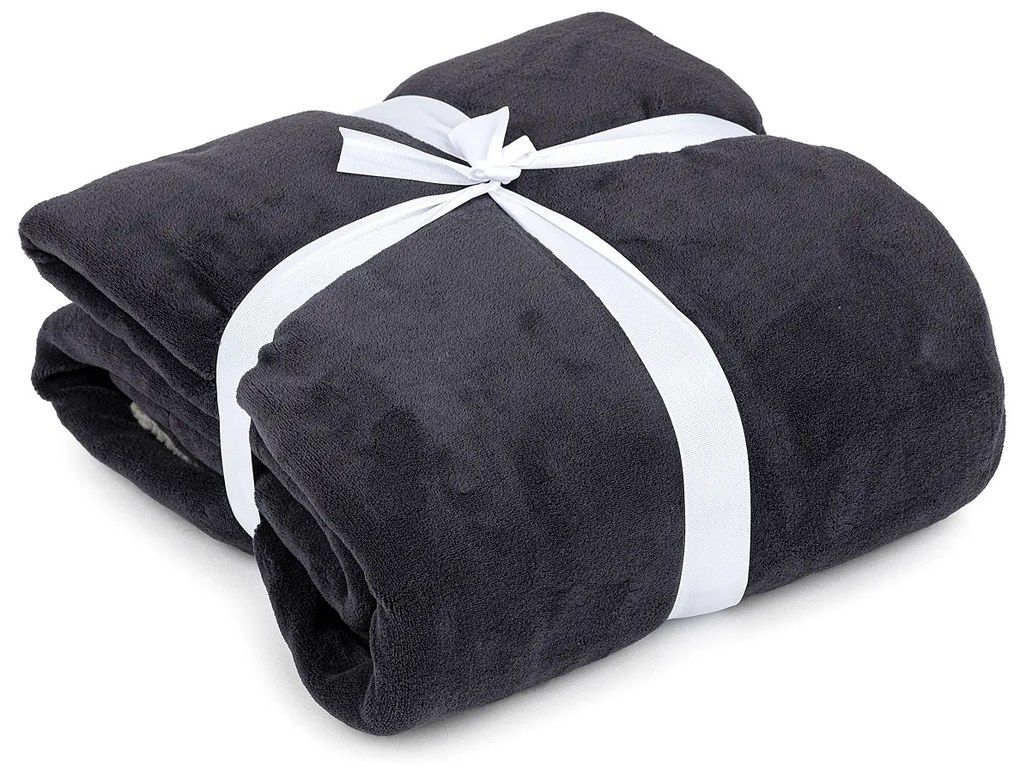 Pătură din imitație de blăniță 4Home, grideschis/antracit, 150 x 200 cm