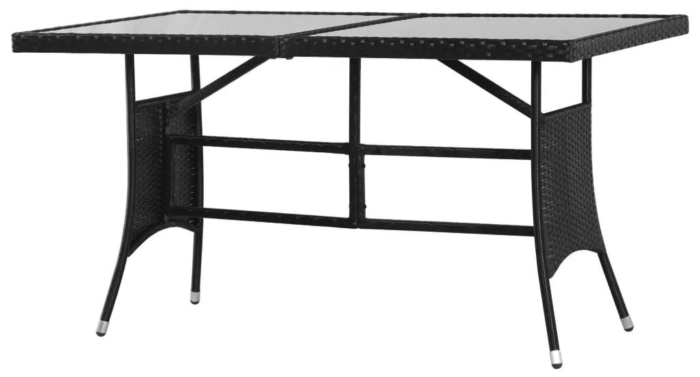 Set de masa pentru gradina, 7 piese, negru, poliratan Negru, Lungime masa 140 cm, 1
