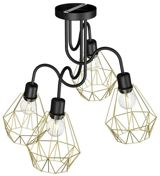 Lustră aplicată BERGEN 4xE27/60W/230V neagră/aurie