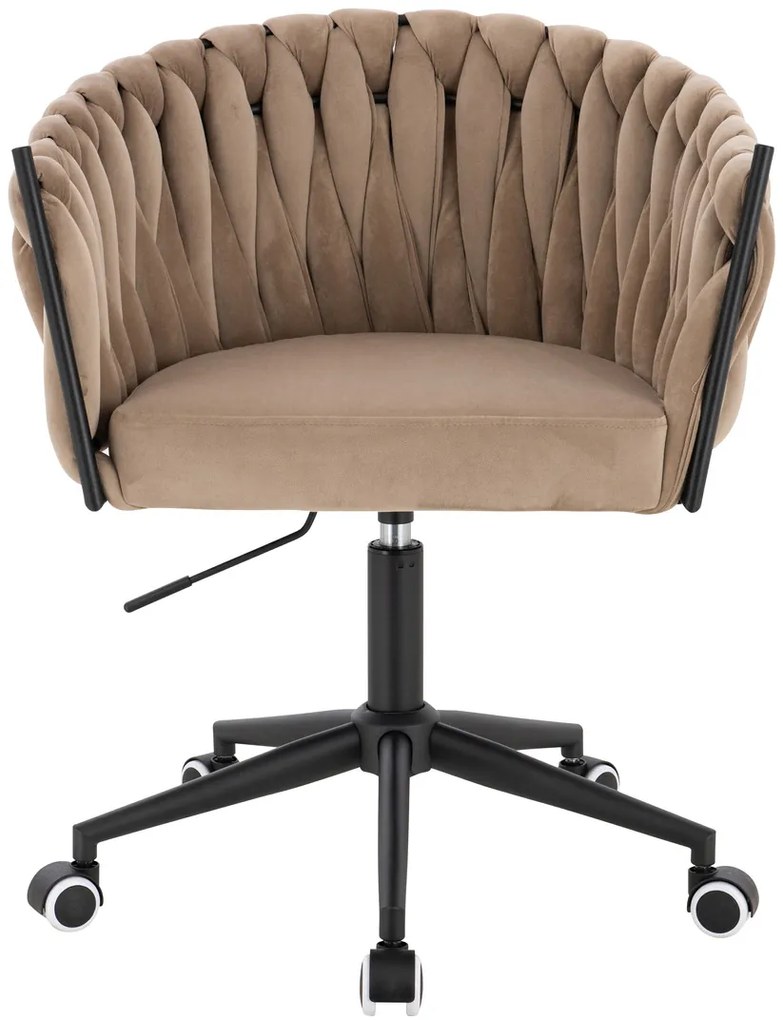 HR750K Scaun Latte din Catifea cu Bază Neagră