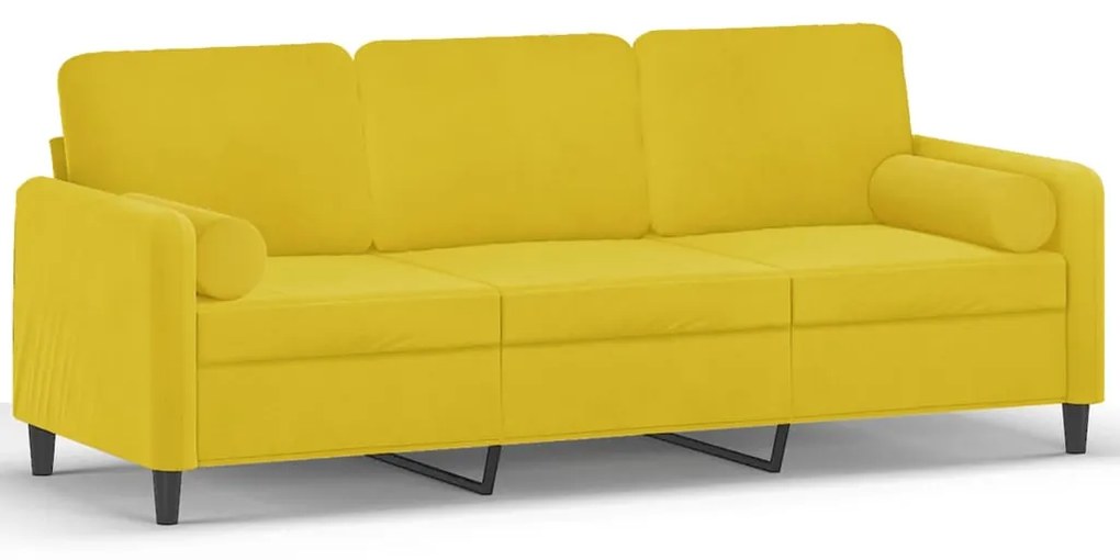 3200897 vidaXL Canapea cu 3 locuri cu pernuțe, galben, 180 cm, catifea