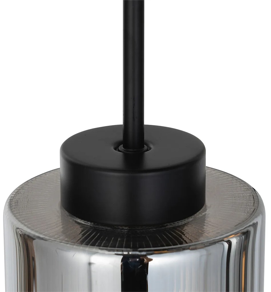 Lampă suspendată inteligentă neagră cu sticlă fumurie cu 7 lumini, incluzând 7 Wifi ST64 - Laura