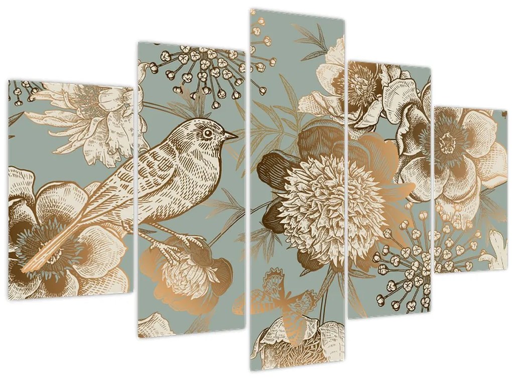 Tablou - Grădină cu o pasăre (150x105 cm)