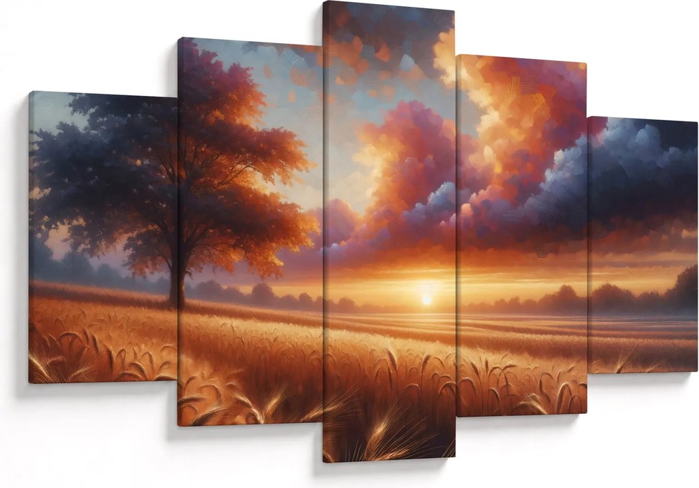 Tablou – Apus de soare pe câmp (150x105 cm)