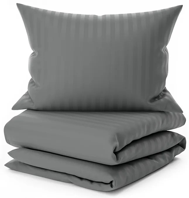 Lenjerie de pat din microfibra hoteliera JASMINE PURE gri - dunga 2 cm, buzunar hotelier Dimensiune lenjerie de pat: 70 x 90 cm | 140 x 200 cm
