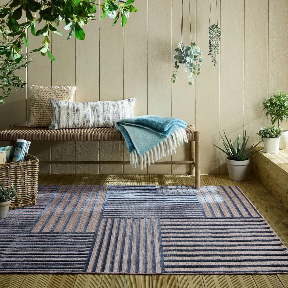 Covor pentru exterior și interior albastru închis 80x150 cm Vigo Blocks – Flair Rugs