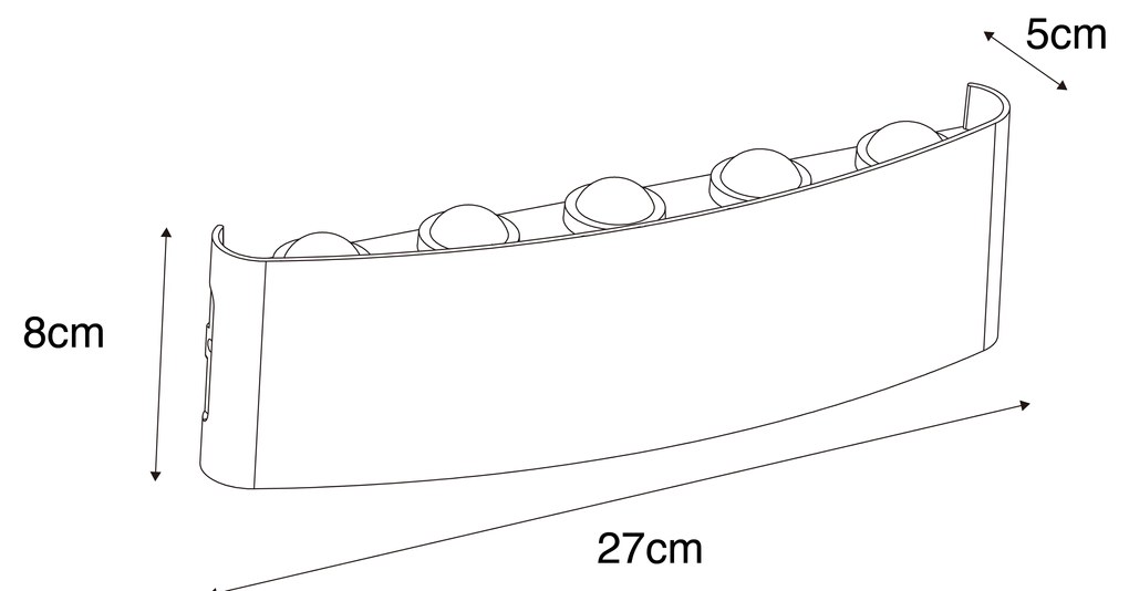 Aplică de perete exterioară albă inclusiv LED 10 lumini IP54 - Silly