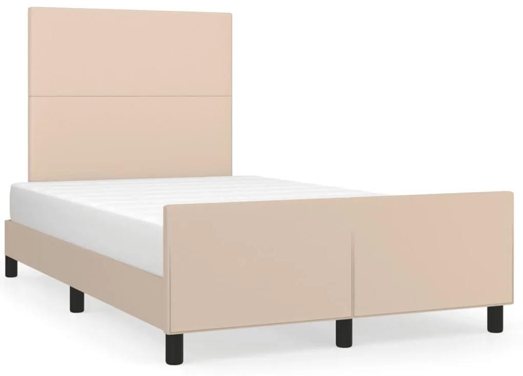 3270553 vidaXL Cadru de pat cu tăblie, cappuccino, 120x190 cm, piele ecologică