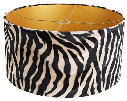 Abajur din catifea cu imprimeu zebra 50/50/25 interior auriu