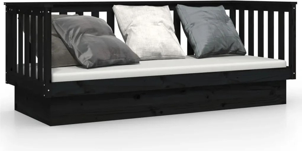 vidaXL Pat de zi, negru, 90x190 cm, lemn masiv de pin