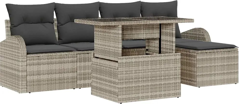 vidaXL Set de canapele pentru grădină 6 pcs Gri deschis Rattan poli