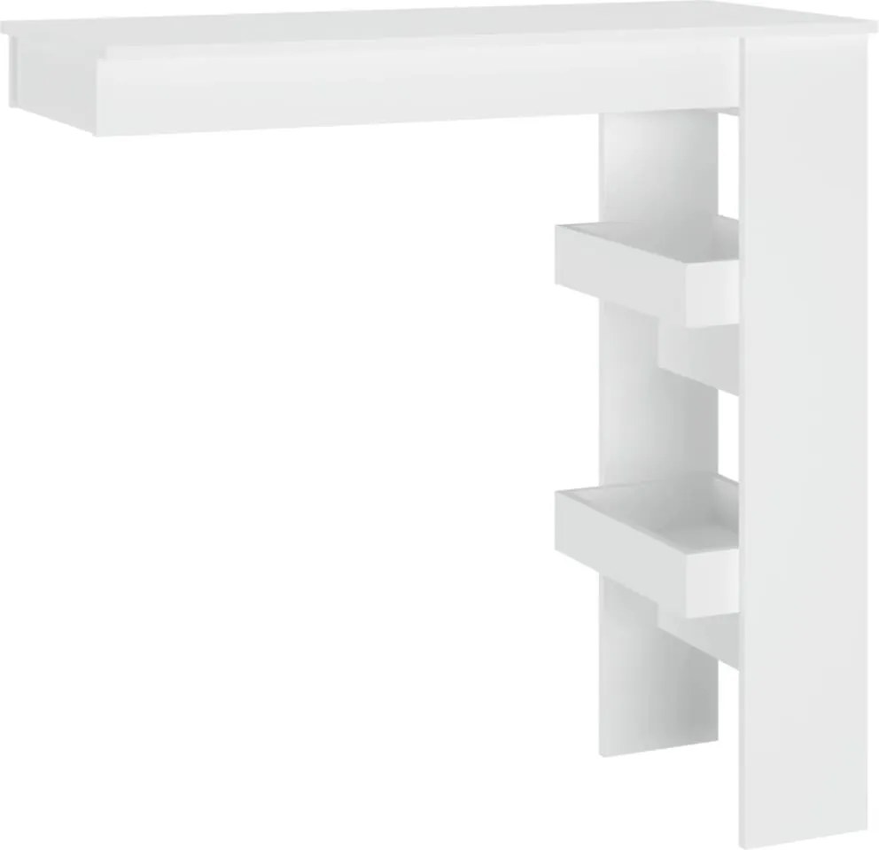 vidaXL Masă bar de perete, alb, 102x45x103,5 cm, lemn compozit
