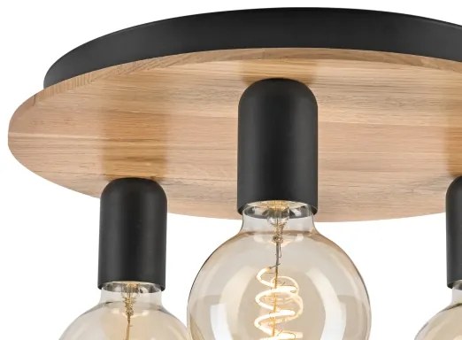 Plafonieră DUSTY 3xE27/15W/230V d. 34 cm stejar/negru