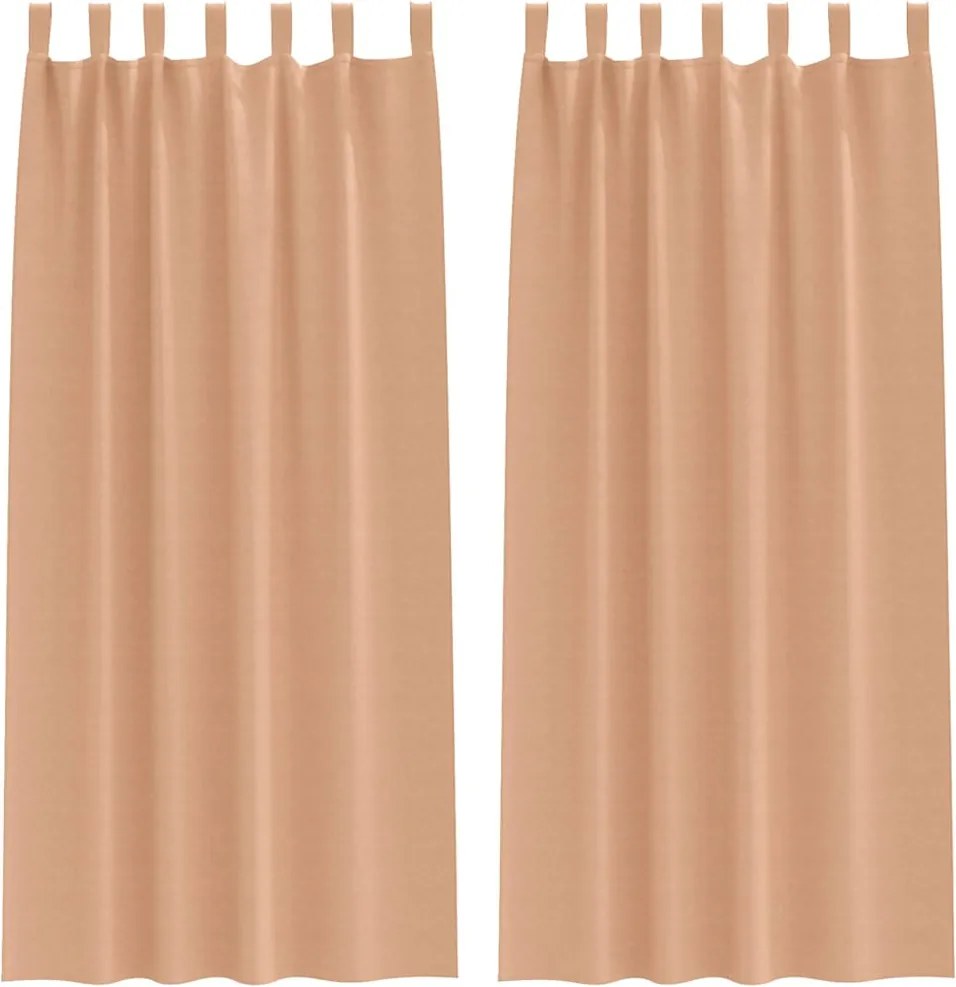 vidaXL Perdele Opaque cu Inel 2 pcs Maro deschis 245 x 140 cm