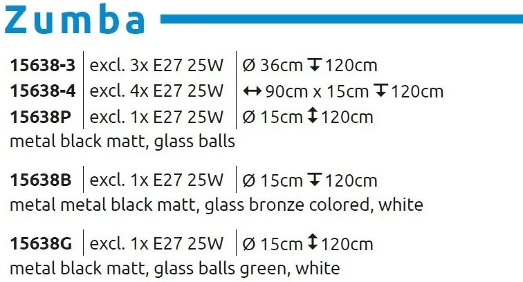 Lustra suspendata design modern ZUMBA 4L negru/multicolor