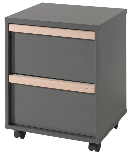 Set LONDON în culoarea antracit format dintr-un Pat copii (90x200) cu noptieră, Dulap camera copii cu 3 uși, birou și cărucior de birou și bibliotecă.