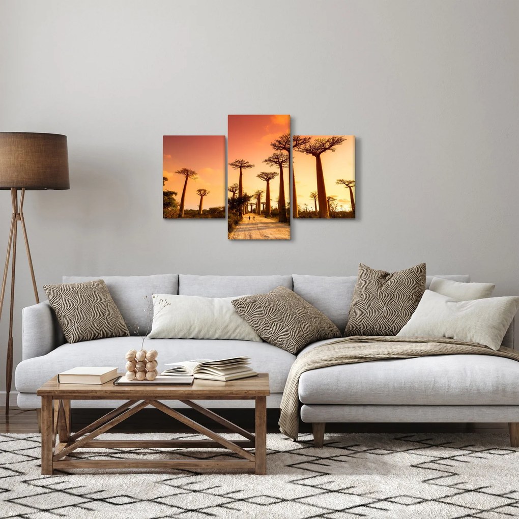 Tablou - Apus de soare pe Aleea Baobabilor (90x60 cm)