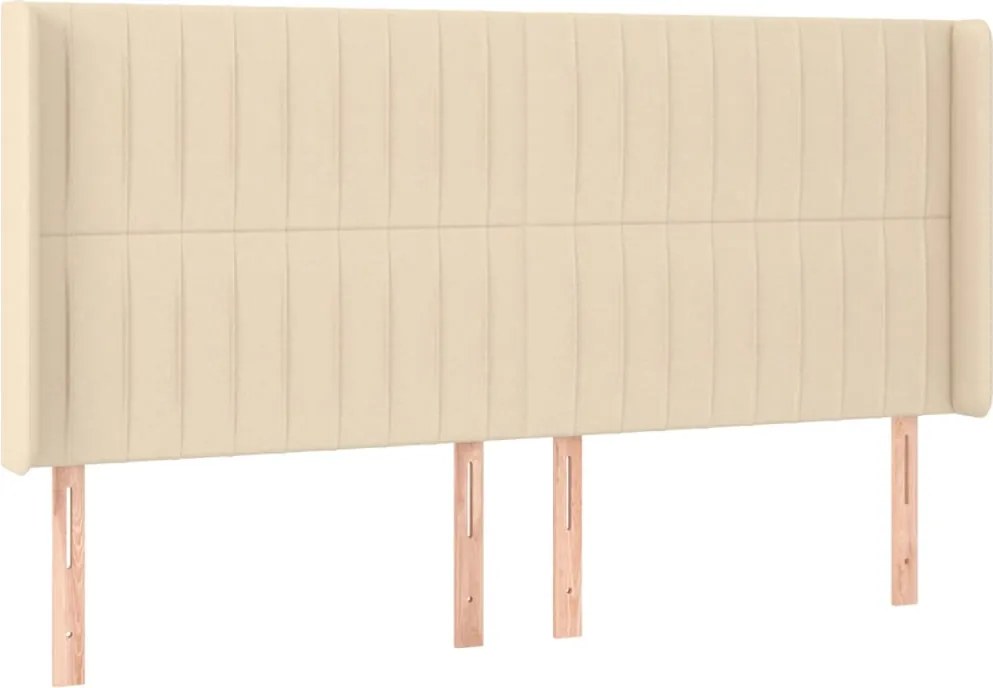 vidaXL Tăblie de pat cu aripioare, crem, 203x16x118/128 cm, textil