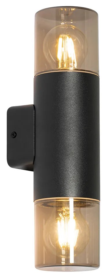 Lampa de perete exterioara moderna neagra cu 2 lumini IP44 - Odense