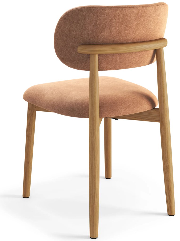 MAZZONI EXPORT ALMO Teracotă (material Danny 204)/cadru stejar lăcuit - SCAUN DIN LEMN PENTRU SALON SUFRAGERIE BUCĂTĂRIE RETRO