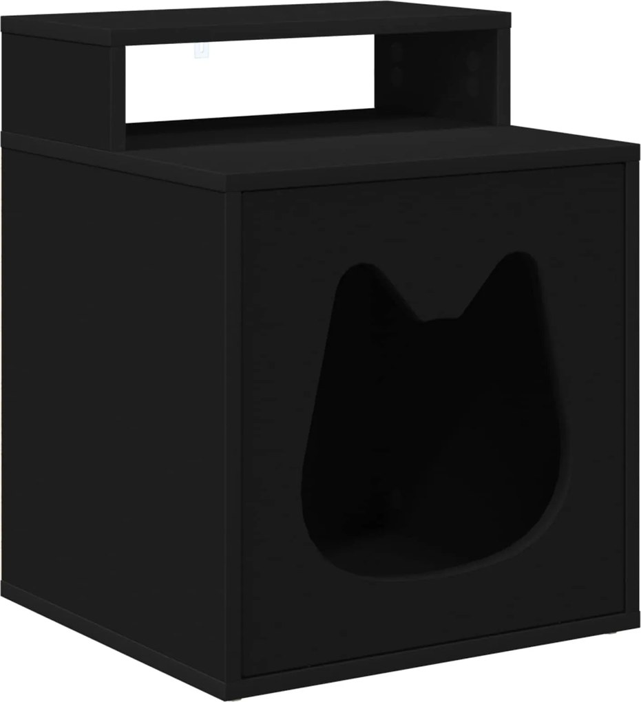 vidaXL Casa pentru pisici Negru 42,5 x 40 x 53,5 cm Lemn compozit