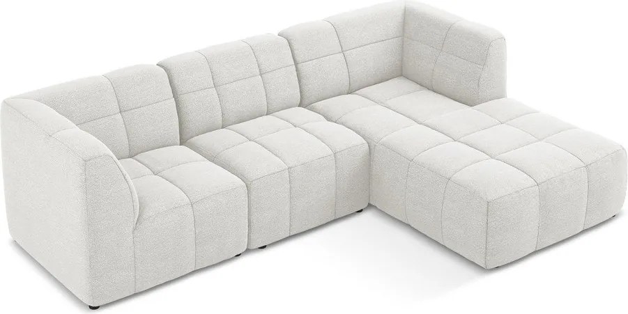 Colțar alb cu tapițerie din țesătură bouclé (cu colț pe partea dreaptă/cu șezlong) Aloha – Makamii