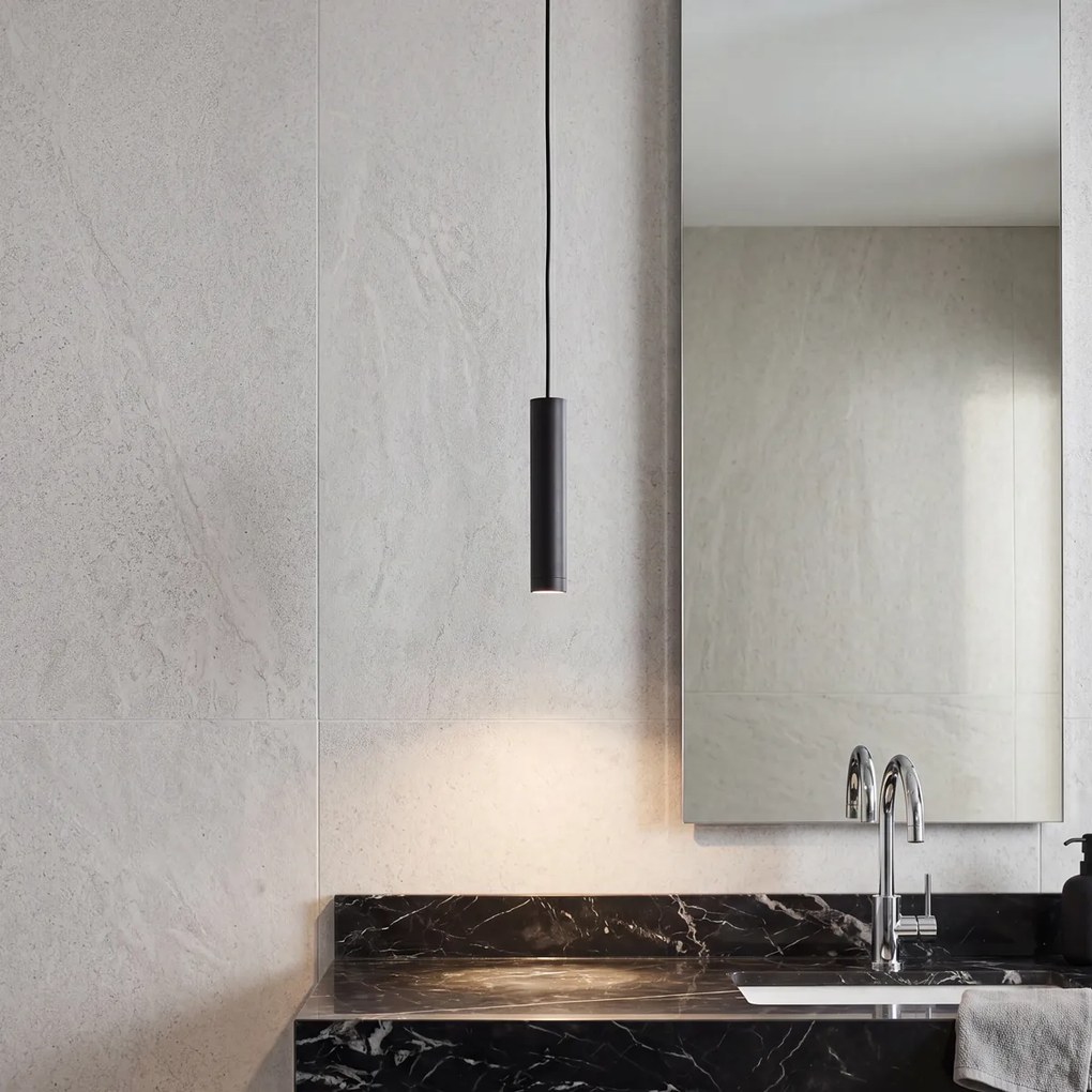 Lampă suspendată de design neagră GU10 50mm IP44 - Tuba