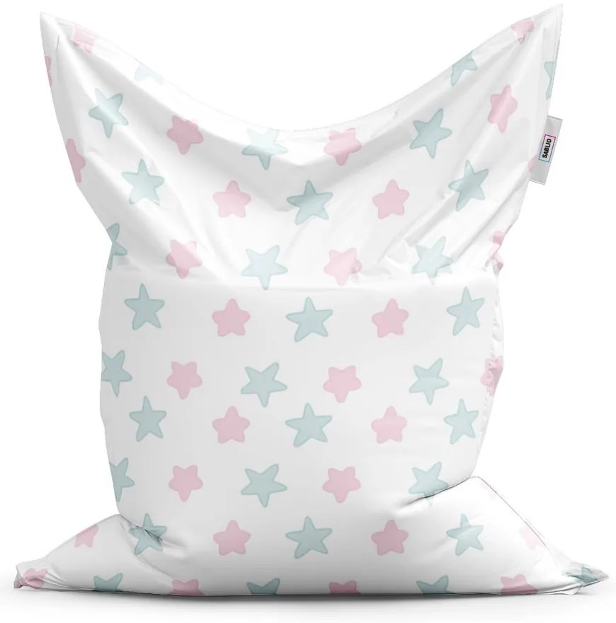 Sac de șezut Classic stele roz și albastre - pentru copii, alb