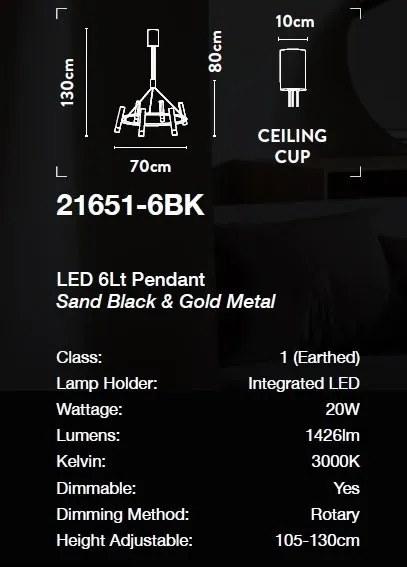 Lustra LED suspendata design minimalist Belle negru/auriu