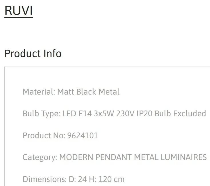 Lustra suspendata metalica design retro RUVI negru